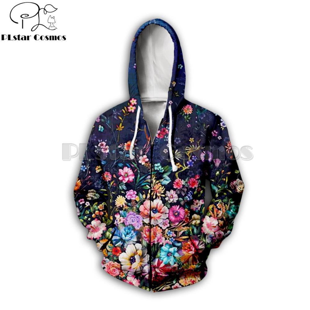 Streetwear Brand With Flowers - PLstar Kostum Merek Kosmos Hoodie Ritsleting