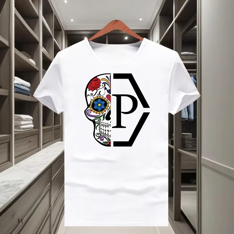 Streetwear Brand With Flowers - Kaos Setengah Tengkorak Bunga Merek Klasik