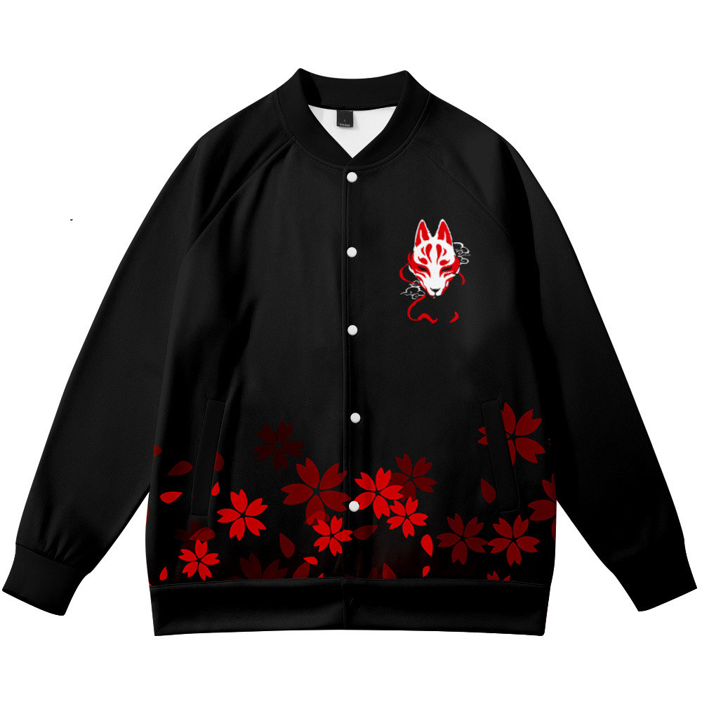 Streetwear Brand With Flowers - Jaket Kerah Berdiri Motif Anime Flower