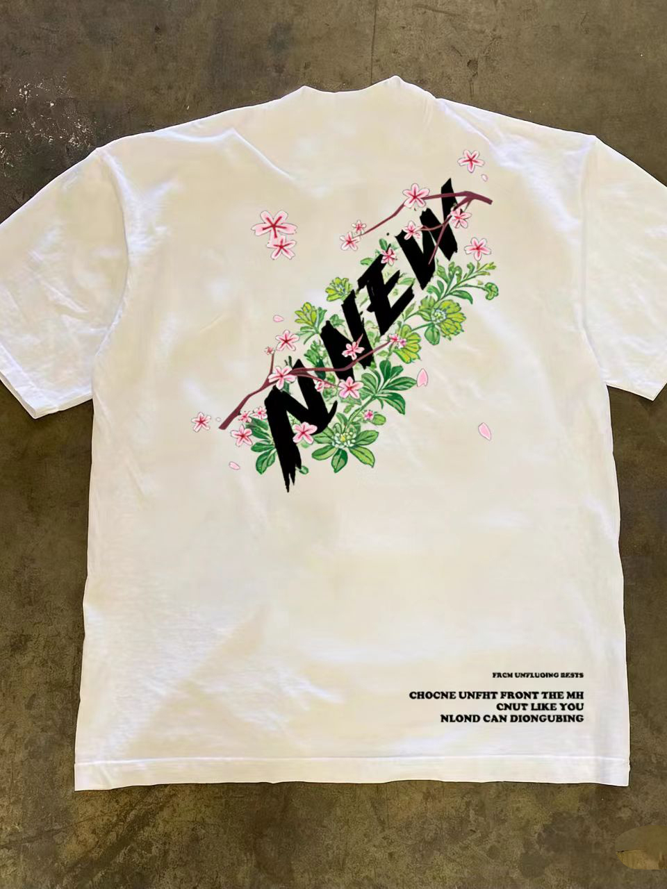 Kaus Lengan Pendek Katun Murni - Streetwear Brand With Flowers ulasan dan harga