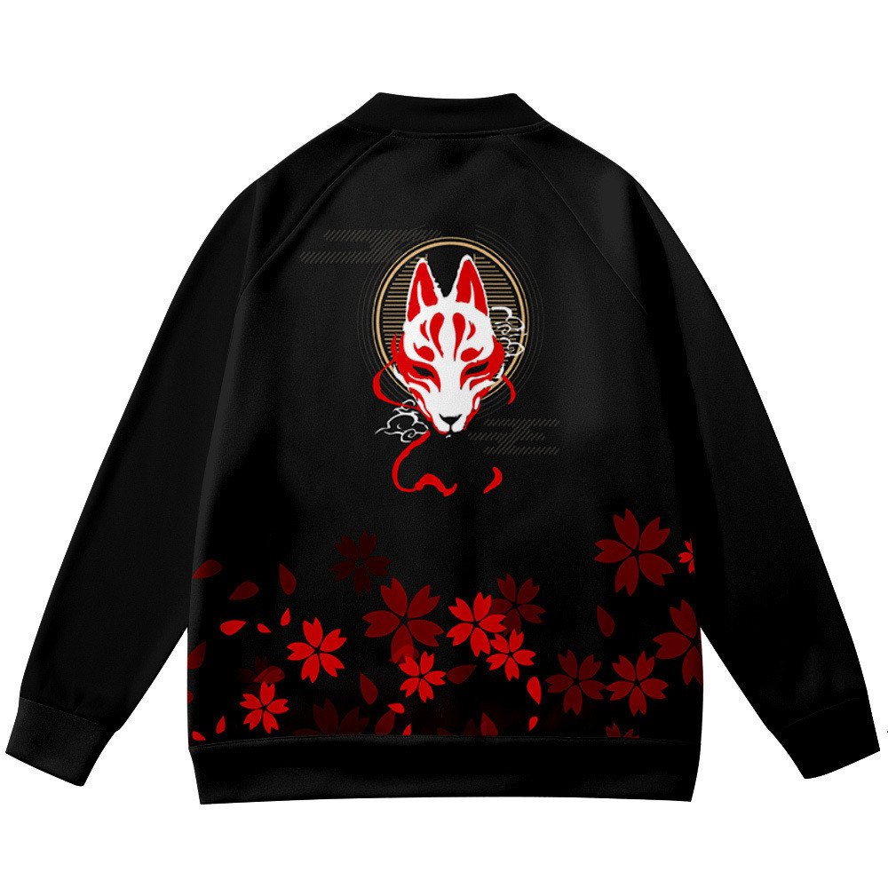 Jaket Kerah Berdiri Motif Anim - Streetwear Brand With Flowers ulasan dan harga