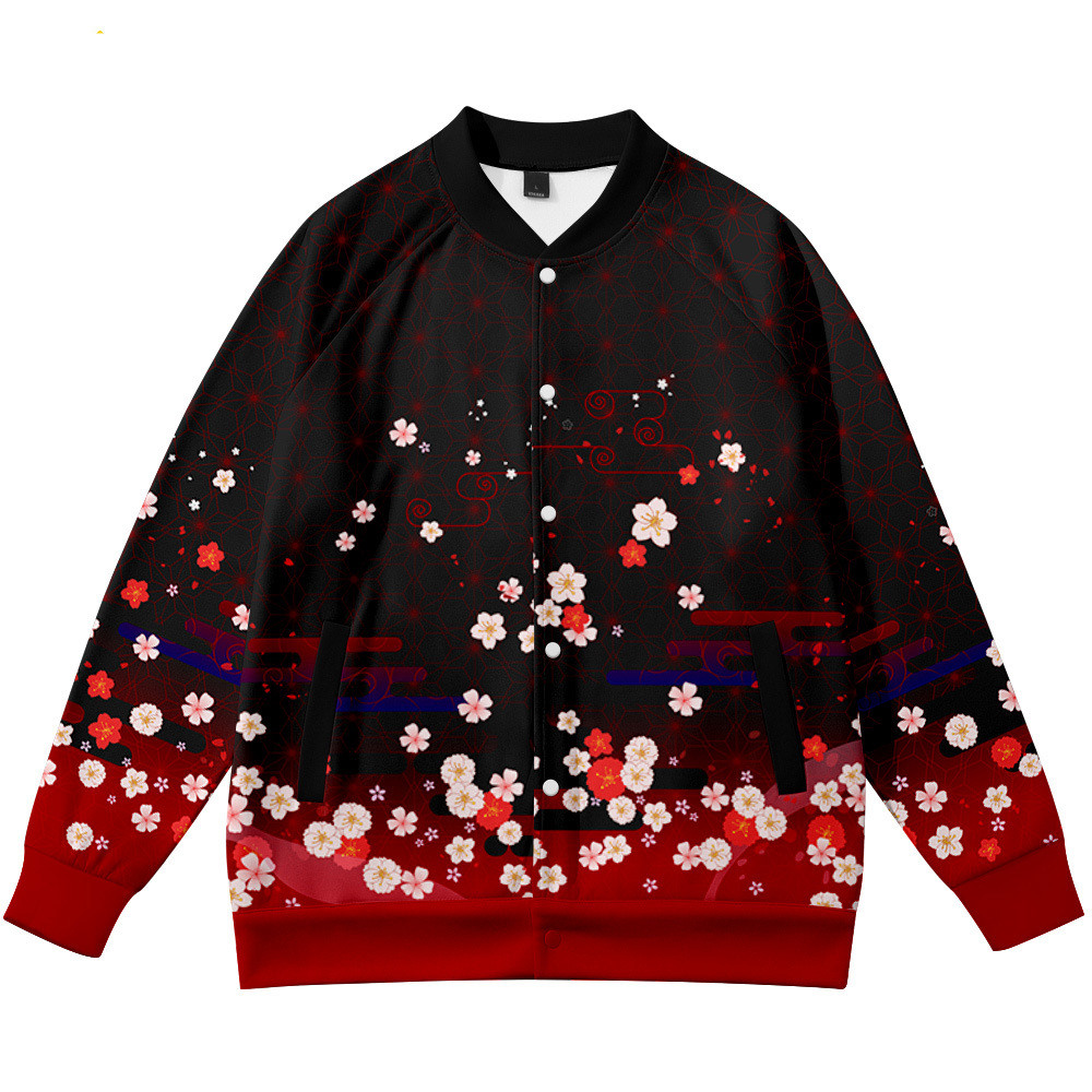 Jaket Kerah Berdiri Motif Anim - Streetwear Brand With Flowers ulasan dan harga