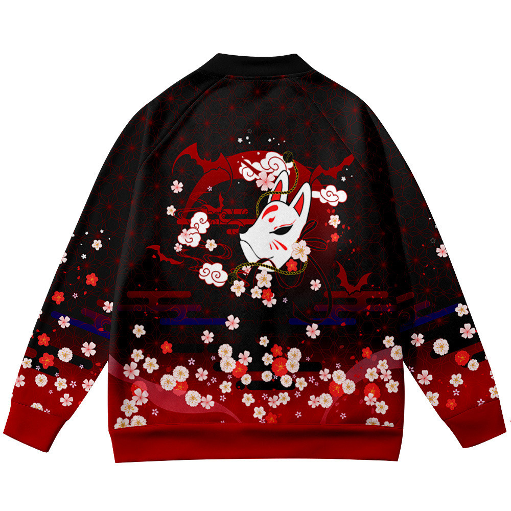 Jaket Kerah Berdiri Motif Anim - Streetwear Brand With Flowers ulasan dan harga